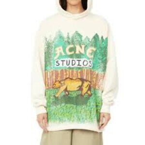 RARE Acne Studios Grant Levy Edition Fikka Bear-Print Oversized Hoodie Medium